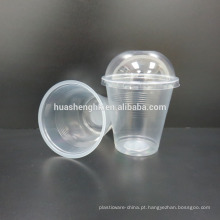 Copo de plástico PP bebida 360/450/510/660 ml com tampa de forma de cúpula